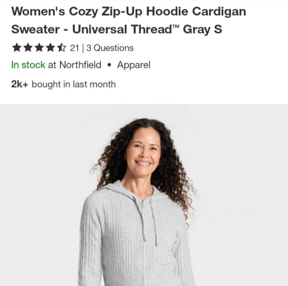 Universal Thread Light Gray Zip-Up Hoodie Sweater